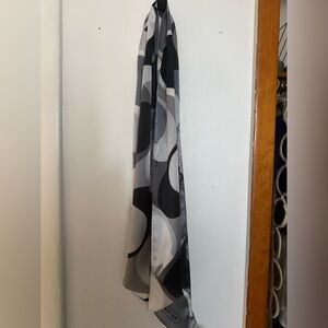 Coach Black and Gray Patterned Scarf